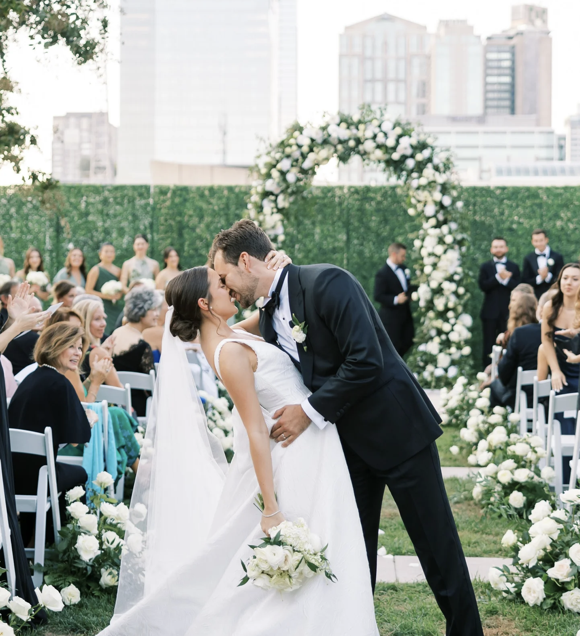 Bride and groom kissing at their Nashville wedding