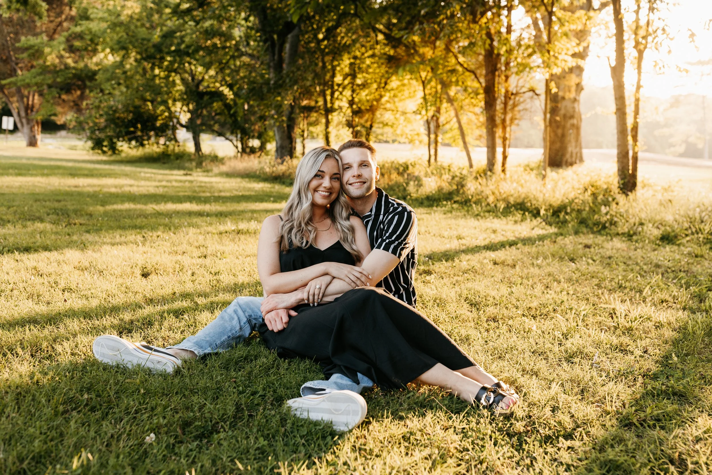 Couple during an engagement session at a scenic Nashville location